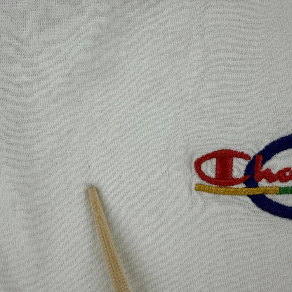 Champion Shirt Mens Small White Embroidered Logo Graphic Tee T-Shirt Tagless - Picture 5 of 11